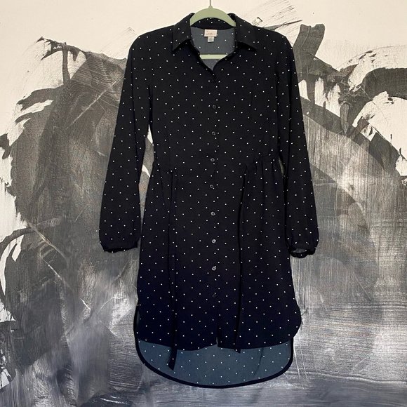 A New Day | Target | Shirt Dress | Midi | Hi-Low | Black and White | XS - Picture 2 of 6